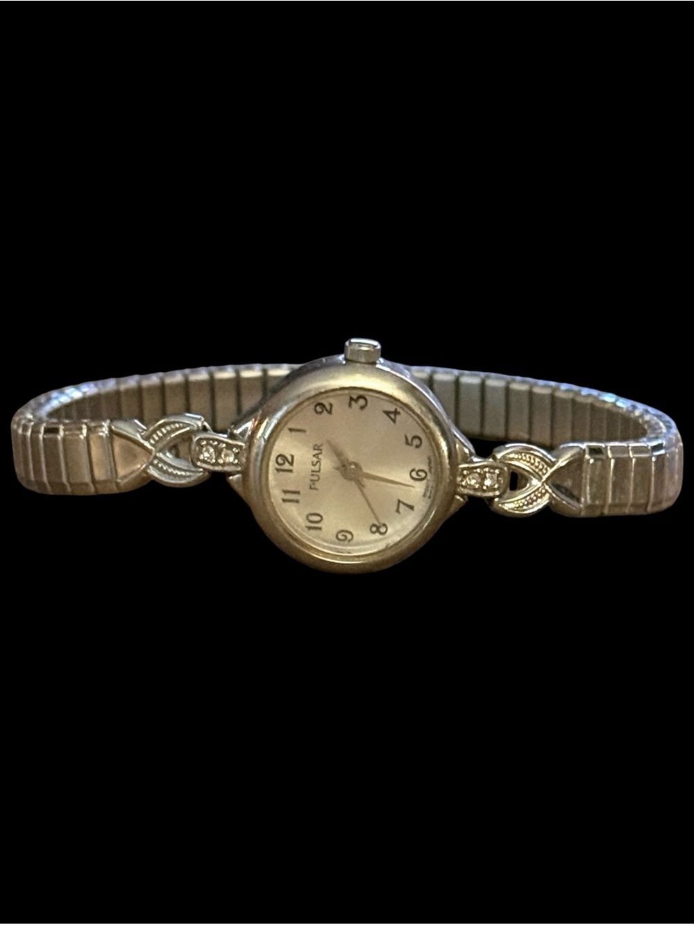 Vintage pulsar silver tone expansion analog watch